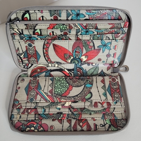 Sakroots Artist Circle 3/4 Zip Around Vegan Polyvinyl Wallet Spirit Desert Print - Picture 4 of 6